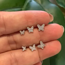 TRIO BORBOLETINHA CRAVEJADA RODIO BRANCO