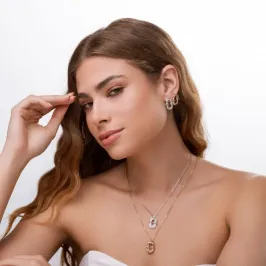 COLAR FERRADURAS CRAVEJADO VENEZIANA RODIO BRANCO