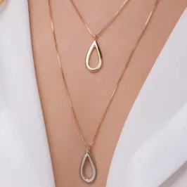 COLAR GOTA VENEZIANO DUPLO DOURADO