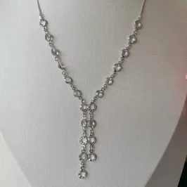 COLAR GRAVATA COM ZIRCONIA RODIO BRANCO
