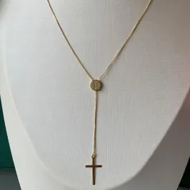 COLAR VENEZIANA GRAVATA CRUZ E  FE