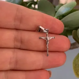 PINGENTE CRUCIFIXO AÇO PRATA