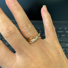 ANEL DUPLO DETALHES CRAVEJADO TAMANHO 26  BANHO OURO 18K