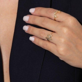 ANEL ESTRELA RODIO BRANCO COR PRATA