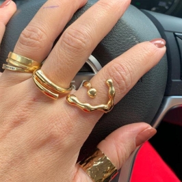 ANEL LUNA ORGANICO AJUSTAVEL BANHO OURO 18K