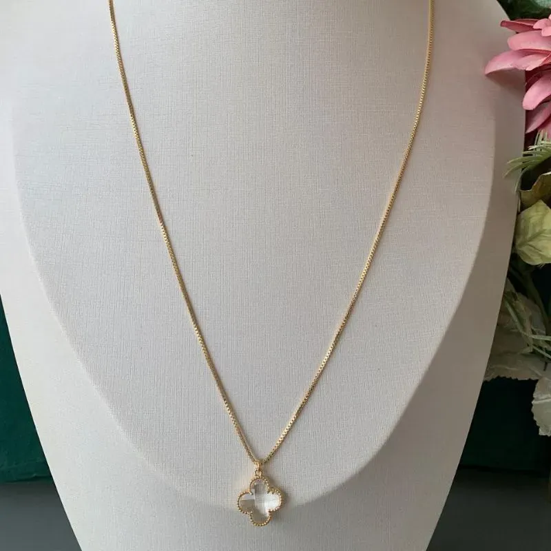 COLAR VENEZIANA  LONGO LARA 1 FLOR TRANSPARENTE GRANDE