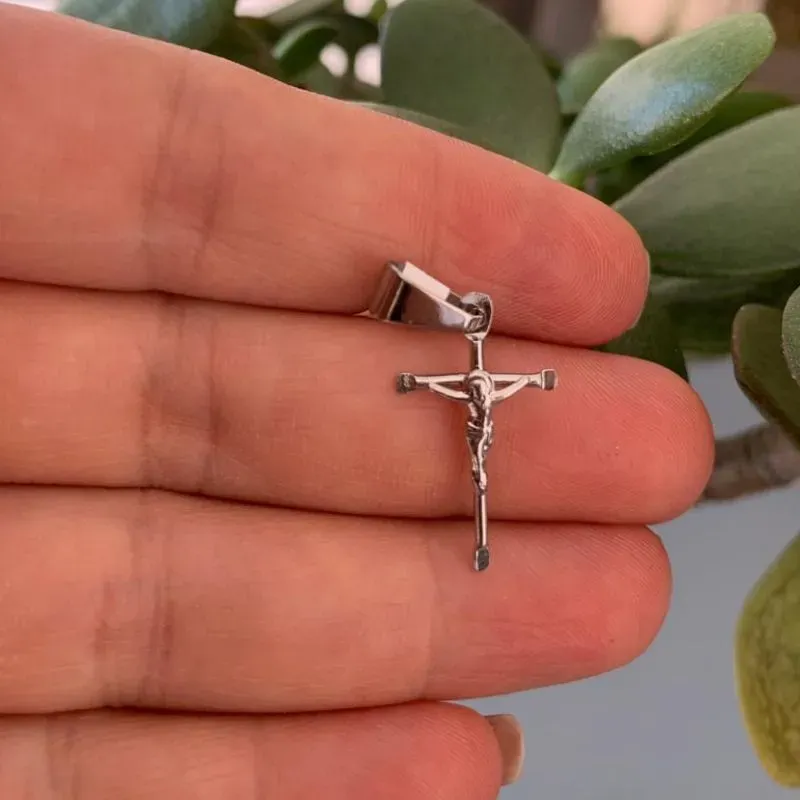PINGENTE CRUCIFIXO AÇO PRATA