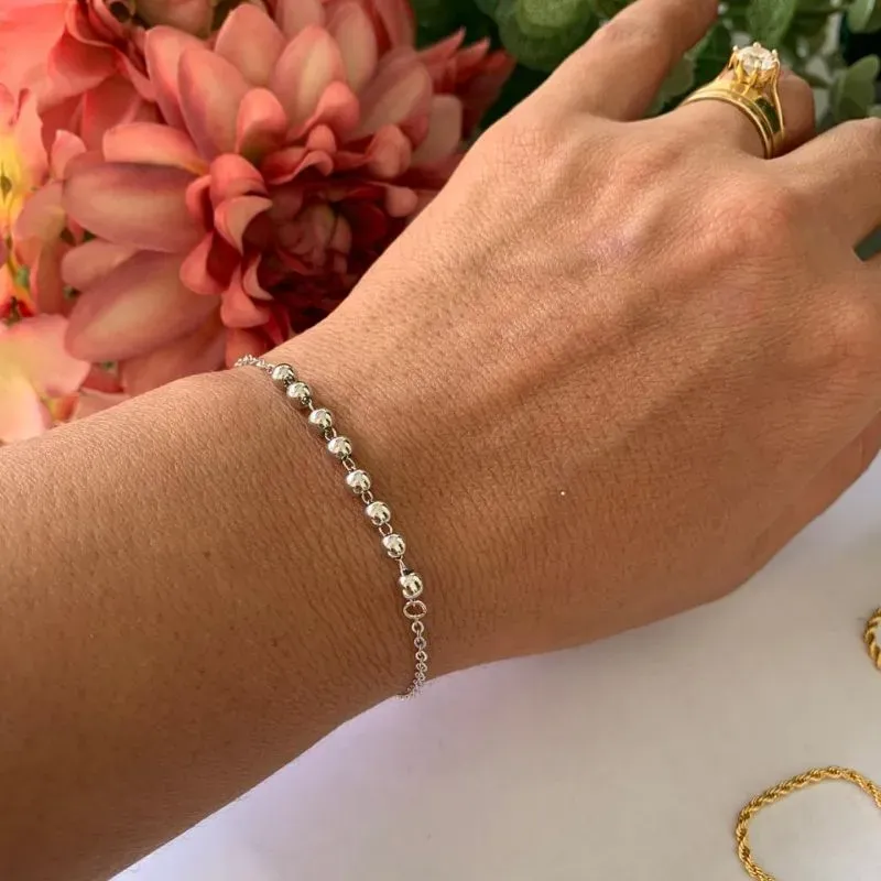 PULSEIRA ADELE BOLINHAS RODIO BRANCO