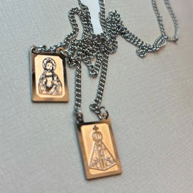 COLAR  ESCAPULARIO NOSSA SENHORA EM AÇO CIRURGICO
