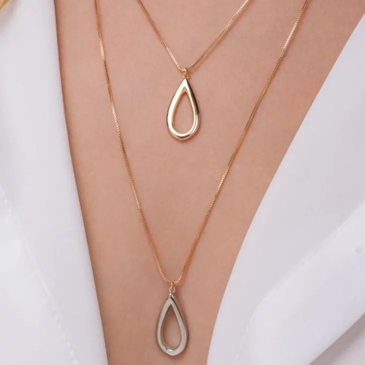 COLAR GOTA VENEZIANO DUPLO DOURADO