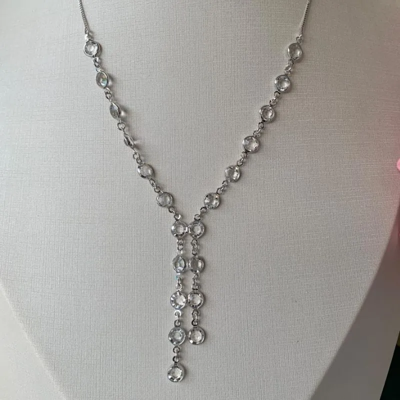 COLAR GRAVATA COM ZIRCONIA RODIO BRANCO