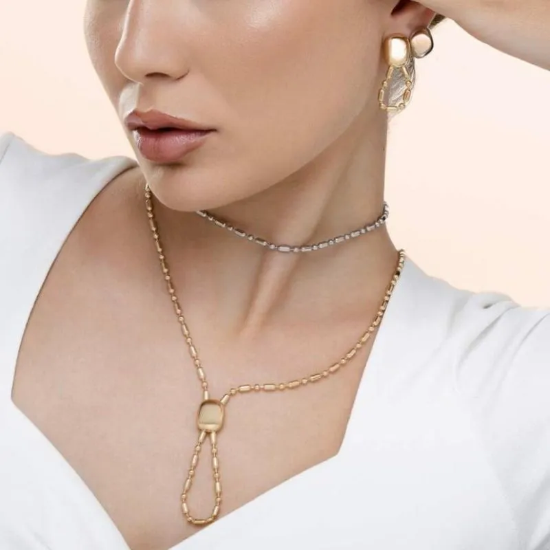 COLAR  GRAVATA CORRENTE BEAD RODIO BRANCO