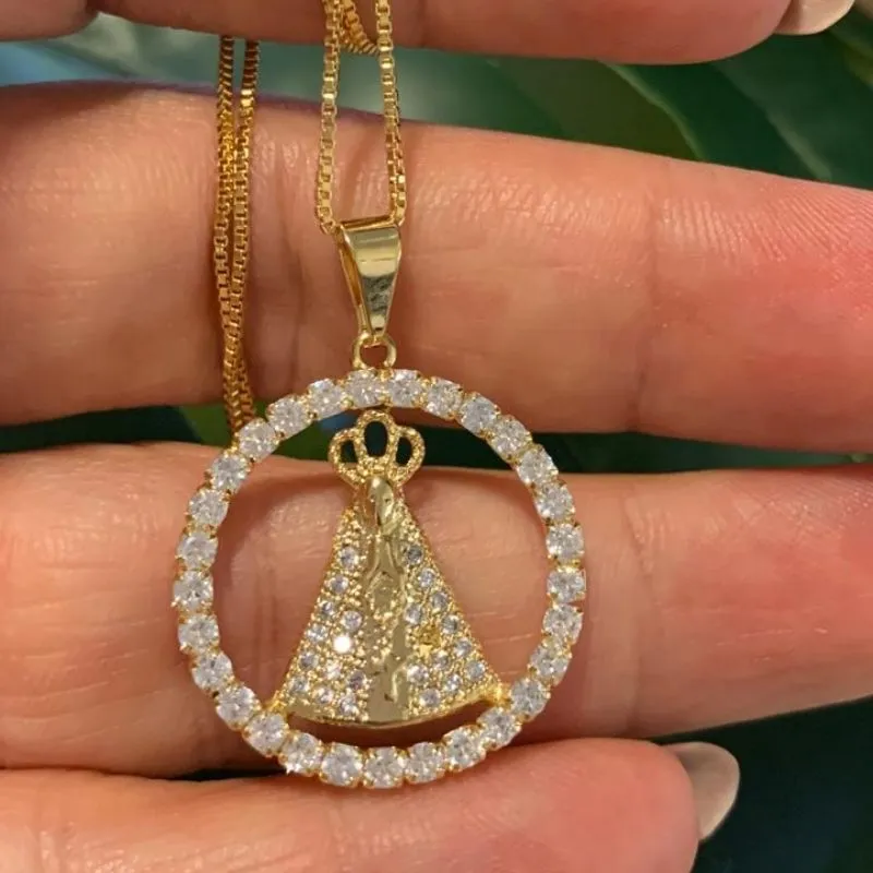 COLAR NOSSA SENHORA CIRCULO OURO
