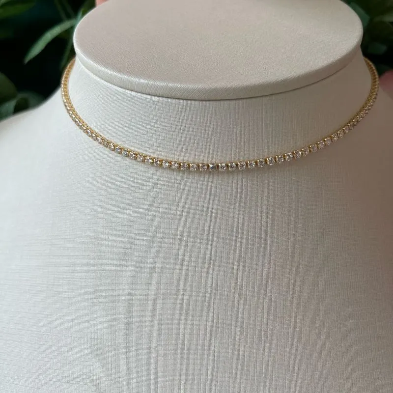 COLAR THAIS RIVIERA CRISTAL BANHADO EM OURO 18K E PEDRAS EM ZIRCONIA