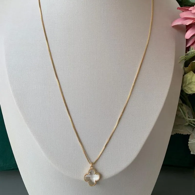 COLAR VENEZIANA  LONGO LARA 1 FLOR TRANSPARENTE GRANDE