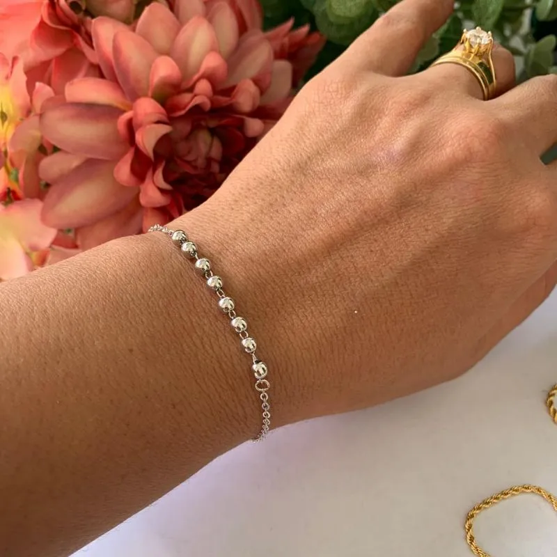 PULSEIRA ADELE BOLINHAS RODIO BRANCO