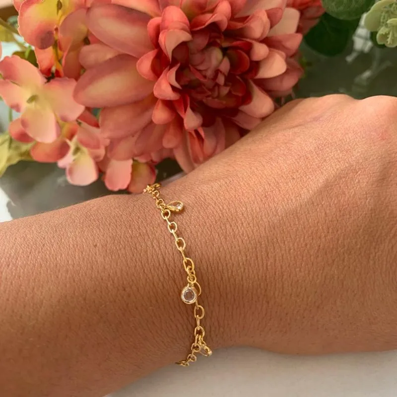 PULSEIRA NANDA INFANTIL COM PINGENTES ZIRCONIA