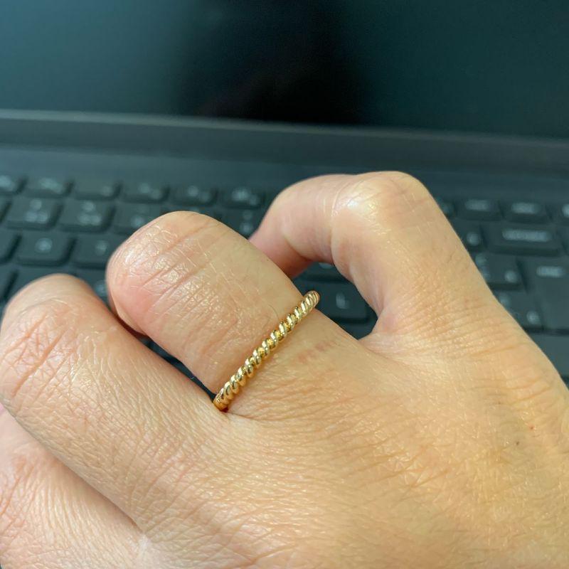 ANEL CORDA TRANÇADO NUMERO 14  BANHO OURO 18K
